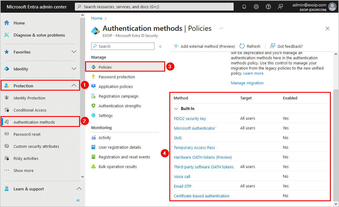 Configure Microsoft Entra Multi-Factor Authentication methods available to users