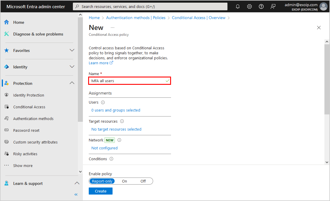 Configure Microsoft Entra Multi-Factor Authentication Conditional access policy name