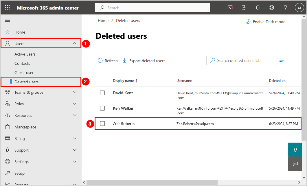 Restore deleted Microsoft 365 Hybrid user recycle bin