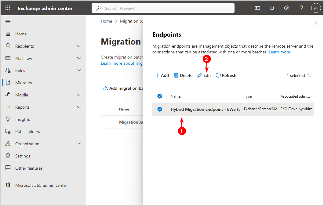 Edit Migration Endpoint